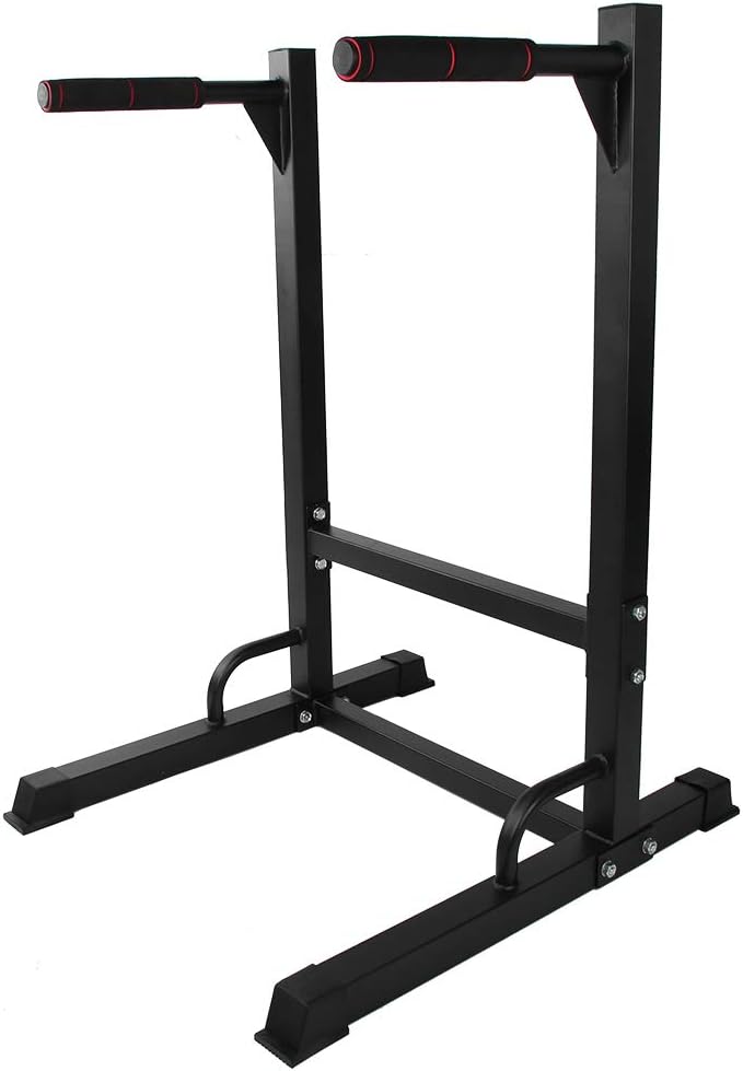 woobles Durable Dip Stand, Heavy Duty Steel Dip Bar Station Dipping Knee Raise Station Strength Training Exercise for Home Gym Workout Fitness - Image 1