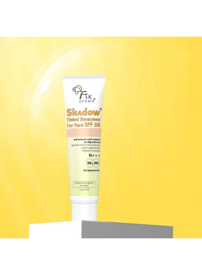 Fixderma Shadow Tinted Sunscreen SPF 50 PA+++ | Sunscreen with Vitamin E I Even Tone I Tinted Foundation Like Finish I UVA & UVB Protection | Lightweight, Broad Spectrum Protection I For All Skin Types - 30gm - Image 3