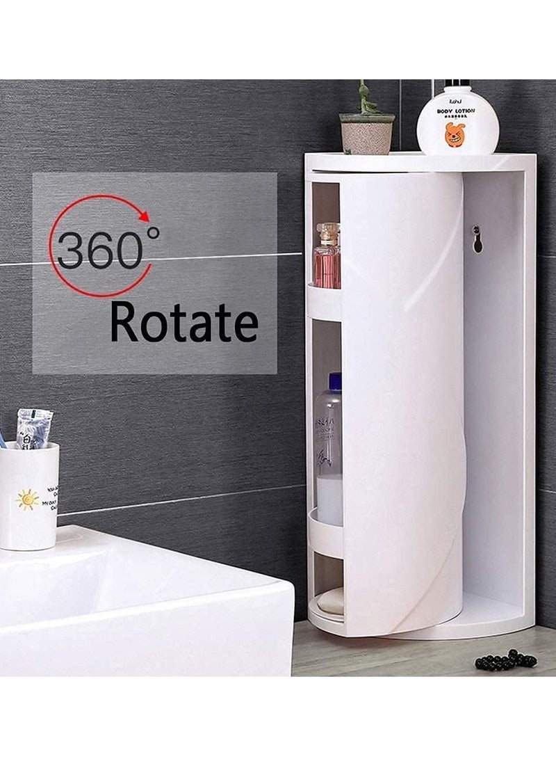 DubaiGallery Bathroom Corner Shelf 3 Tier Shower Storage Multi-Function 360 Rotating Shelf Bathroom Kitchen Storage Rack, Free Punching Suction Wall, for Kitchen Bathroom  - Image 1
