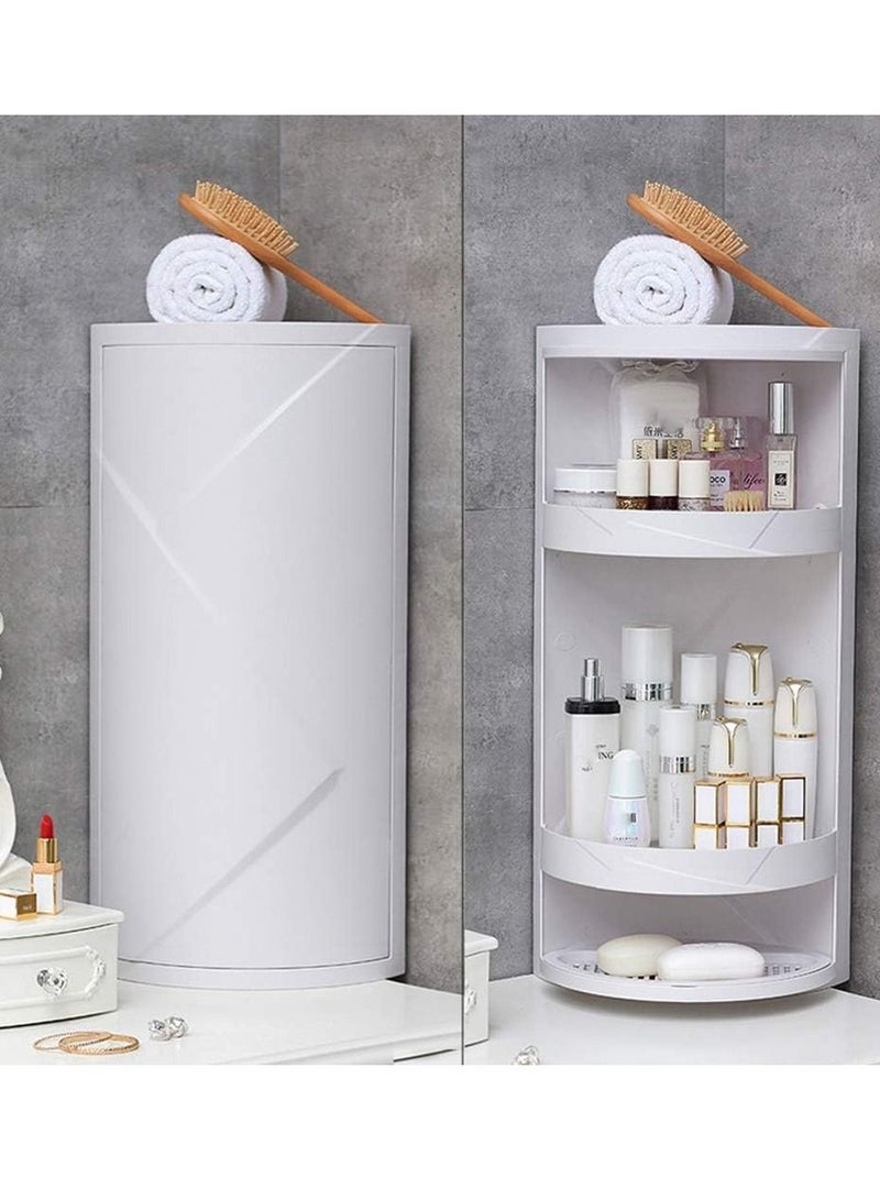DubaiGallery Bathroom Corner Shelf 3 Tier Shower Storage Multi-Function 360 Rotating Shelf Bathroom Kitchen Storage Rack, Free Punching Suction Wall, for Kitchen Bathroom  - Image 4