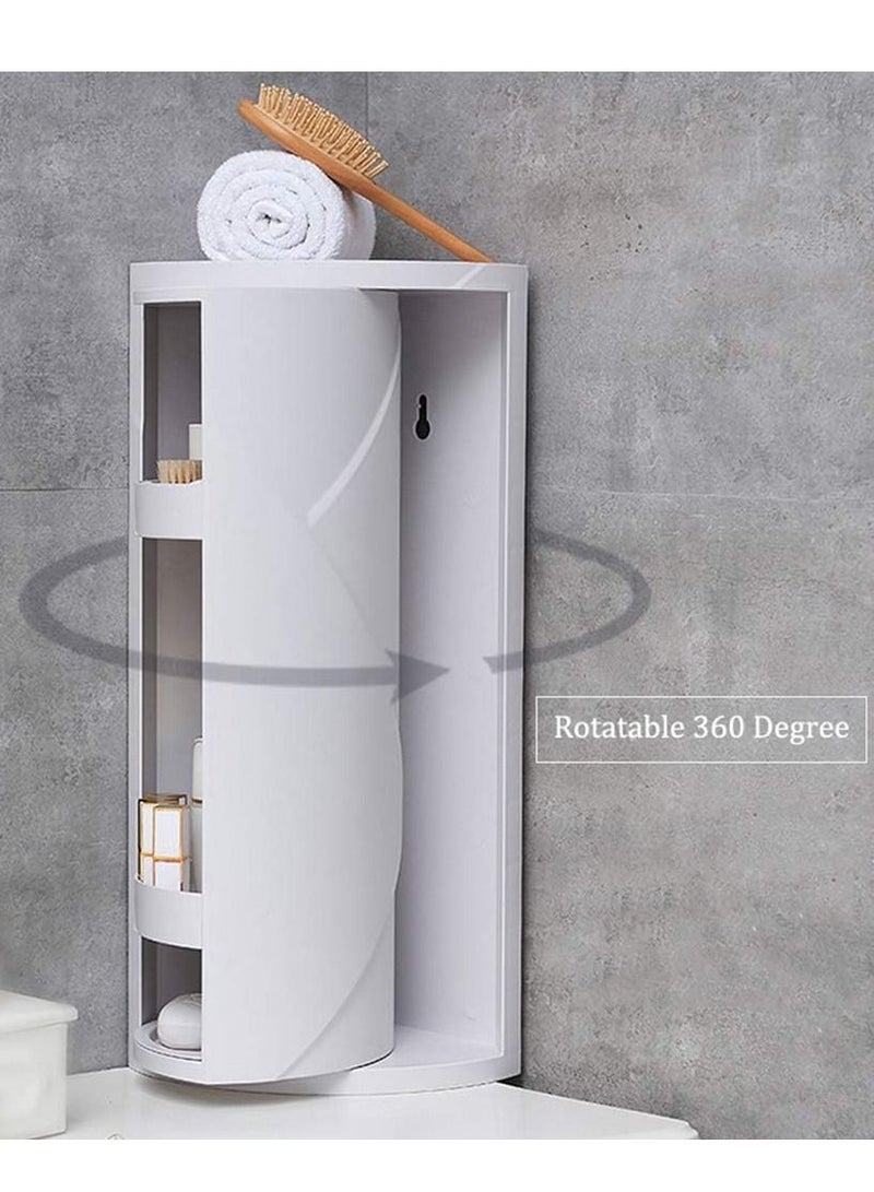 DubaiGallery Bathroom Corner Shelf 3 Tier Shower Storage Multi-Function 360 Rotating Shelf Bathroom Kitchen Storage Rack, Free Punching Suction Wall, for Kitchen Bathroom  - Image 3