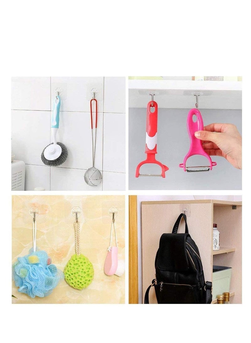 SOLARAE Hooks for Wall Hangings 8 Pack Adhesive Hooks Wall Hooks Strong Adhesive Hooks 13 lbs Seamless Transparent Hooks for Towel Bathrobe Coats, Waterproof Hooks Hooks for Wall Hangings Bedroom - Image 2