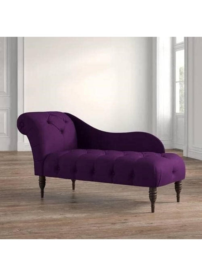 Zayn comforts كرسي تشيس لونج مخمل أنيق مزخرف - ديوان تقليدي لمساحات المعيشة الفاخرة (بنفسجي) - Image 2