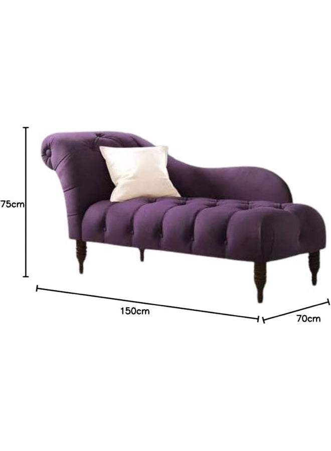 Zayn comforts كرسي تشيس لونج مخمل أنيق مزخرف - ديوان تقليدي لمساحات المعيشة الفاخرة (بنفسجي) - Image 3