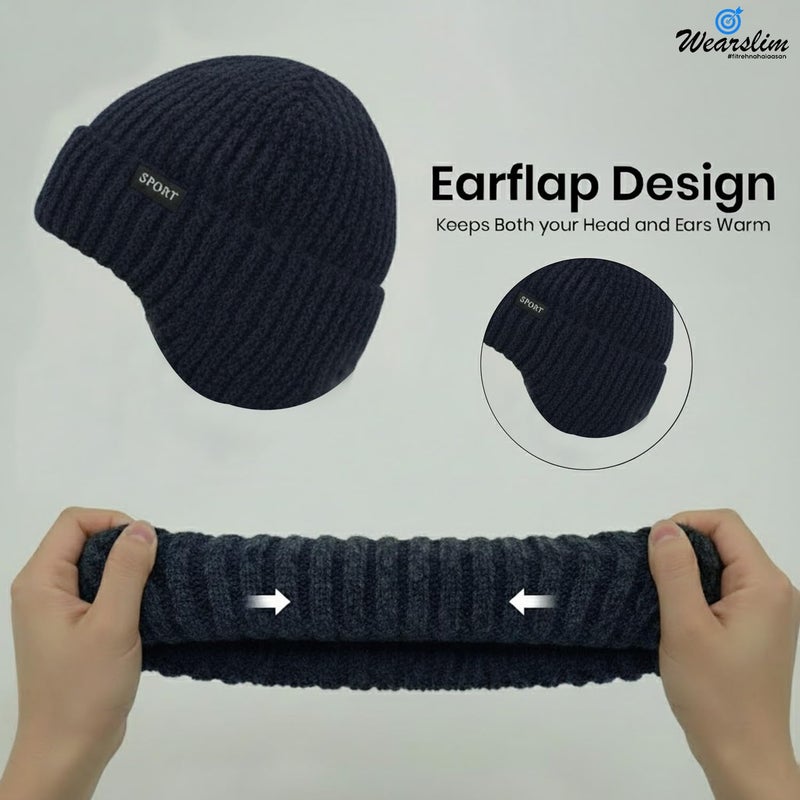 Wearslim قبعات صوف دافئة ®، قبعة رأس مع دافئ للرقبة مجموعة قبعات شتوية وشالات للرجال والنساء - Image 3