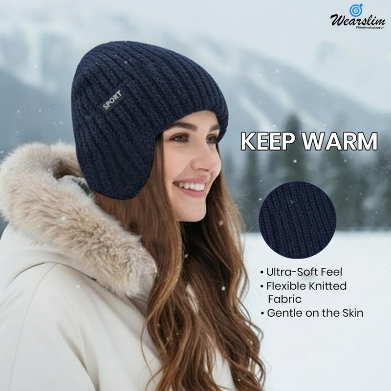 Wearslim قبعات صوف دافئة ®، قبعة رأس مع دافئ للرقبة مجموعة قبعات شتوية وشالات للرجال والنساء - Image 5
