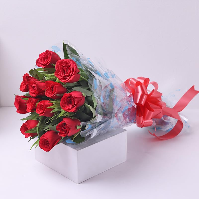 Floweraura FlowerAura Fresh Flower Bouquet Gift Red Fresh Live Roses With Wrap Paper Flowers Bouquet Valentines Day Gifts For Girlfriend Boyfriend Wife Husband Anniversary Set 6 Red Same Day Delivery - Image 4