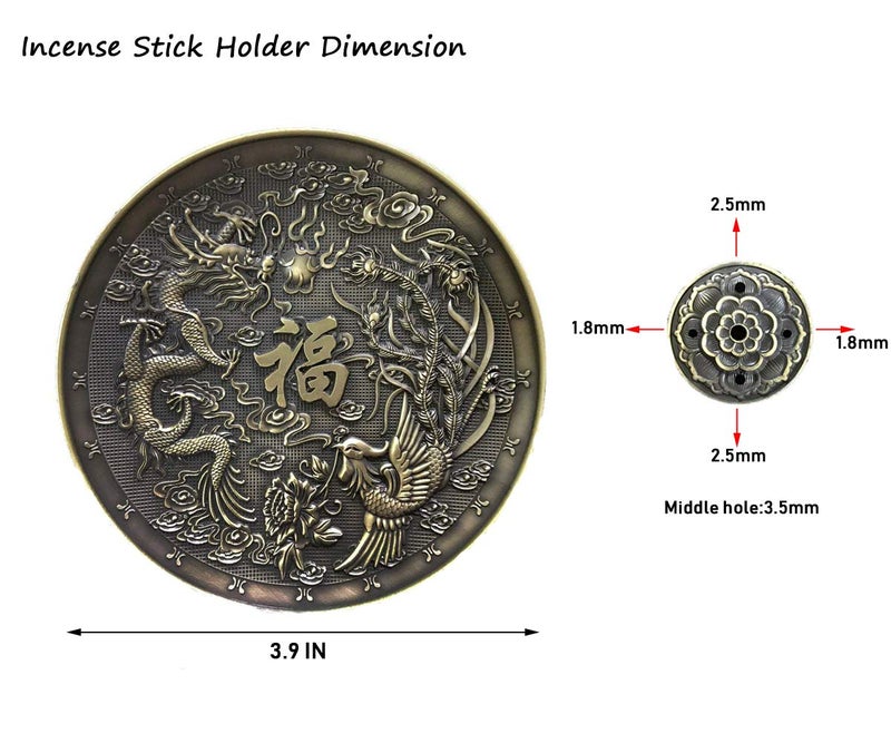 OTOFY Exquisite Tibet Buddha Eight Treasures Incense Burner Holder Incense Cones/Stick/Coil Incense Holders Home Decor Gift (Dragon Phoenix) - Image 5