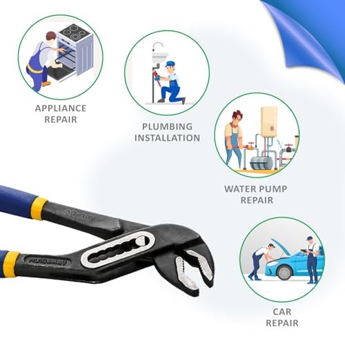 AGRICO Tata Agrico Water Pump Plier 7 Inch (250mm) | Adjustable Groove Joint Plier with 7 Position Size Adjustment | Heavy Duty Plumber Tool with Non-Slip Cushion Grip for Pipes, Nuts & Bolts (Blue) - Image 5