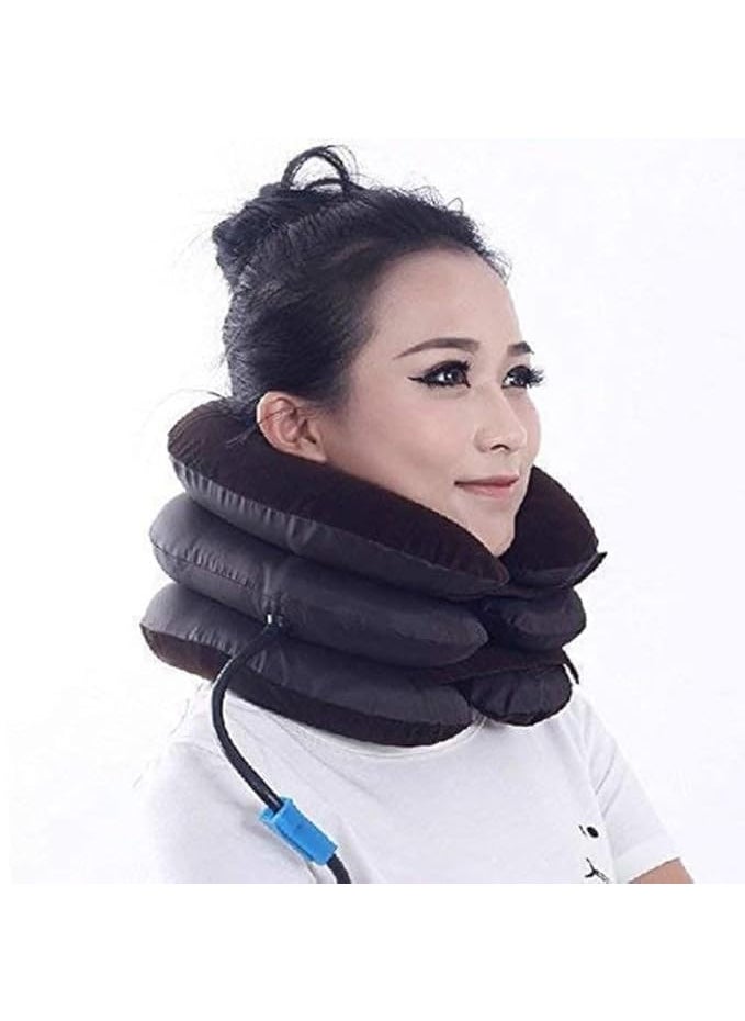 GalSports GalSports Portable Neck Pillow Three Layers Tractor Massager Excerciser for Cervical Spine Neck Back Shoulder Pain Massagers Pillow Comfort Pneumatic Air Bag Three Tier InflatablE  - Image 1