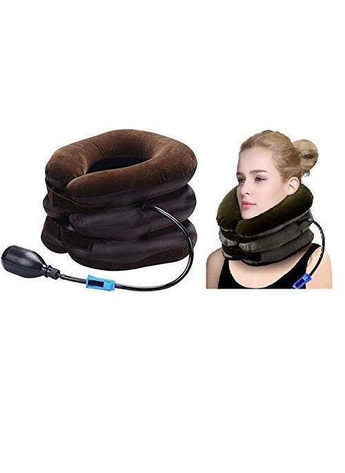 GalSports GalSports Portable Neck Pillow Three Layers Tractor Massager Excerciser for Cervical Spine Neck Back Shoulder Pain Massagers Pillow Comfort Pneumatic Air Bag Three Tier InflatablE  - Image 3