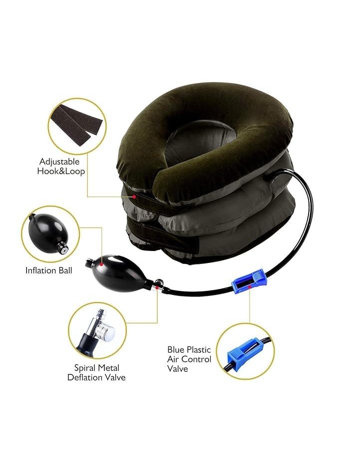 GalSports GalSports Portable Neck Pillow Three Layers Tractor Massager Excerciser for Cervical Spine Neck Back Shoulder Pain Massagers Pillow Comfort Pneumatic Air Bag Three Tier InflatablE  - Image 5