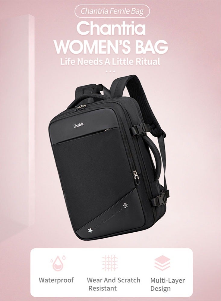 Chantria Professional Female Laptop Backpack, Women Travel Backpack with USB Charging Port, College Bookbag for Student - Image 3