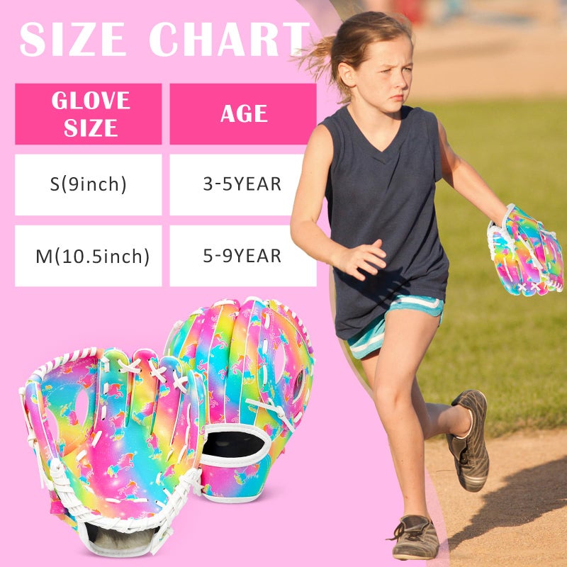 Ausletie Kids Baseball Glove, Softball Gloves, Kids Girls Toddlers Baseball Softball Mitt, 9''-10.5'' T-Ball Gloves for Training and Beginner Play, Left Hand Glove, Right Hand Throw - Image 4