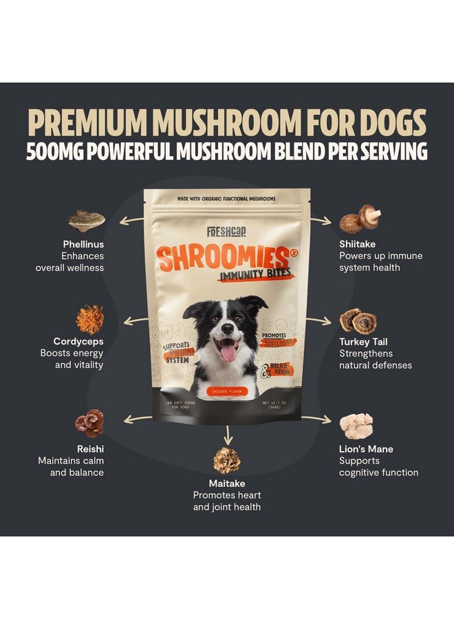 فريش كاب مشرومز فريش كاب شروميز - فطر ذيل الديك الرومي 13 في 1 للكلاب، مكمل غذائي ممتاز من الفطر للكلاب، يدعم مناعة الكلاب، مكملات لإزالة الأورام الشحمية، مكافآت مهدئة (180 قطعة مضغ ناعمة) - Image 2