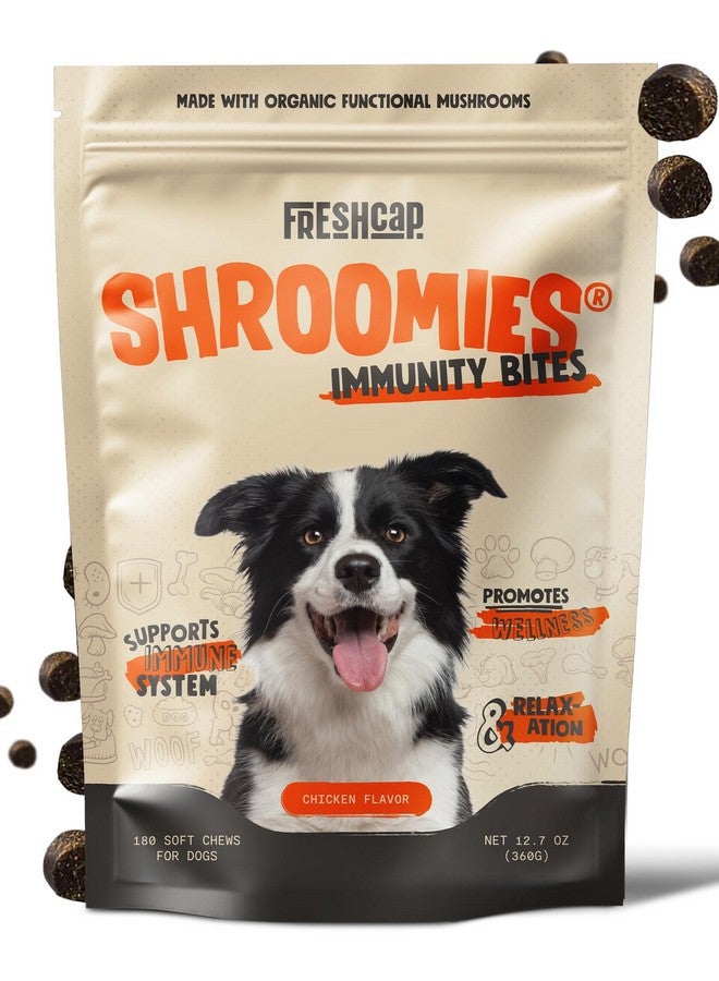 فريش كاب مشرومز فريش كاب شروميز - فطر ذيل الديك الرومي 13 في 1 للكلاب، مكمل غذائي ممتاز من الفطر للكلاب، يدعم مناعة الكلاب، مكملات لإزالة الأورام الشحمية، مكافآت مهدئة (180 قطعة مضغ ناعمة) - Image 1