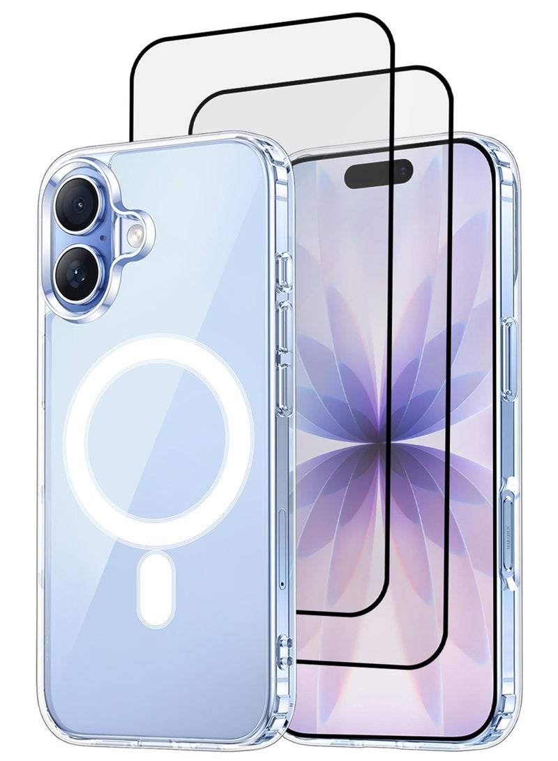 CATANES 3 Packs Magnetic Clear Case for iPhone 17 - One Case Two 3D Screen Protectors - MagSafe Compatible Shockproof TPU Drop Protection Slim Transparent Cover - Image 1