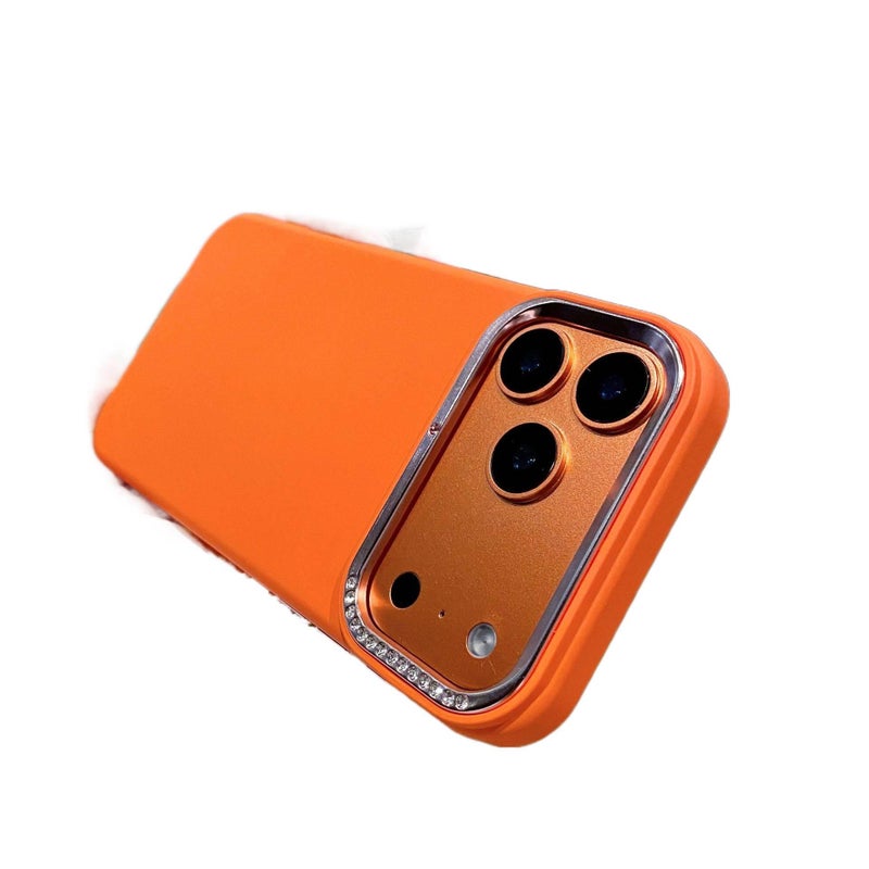 Protective Case | Orange | Silicone | Sparkling Diamond | Drop Protection | Shockproof Cover for iPhone 15 / 15 Plus / 15 Pro / 15 Pro Max - Image 1