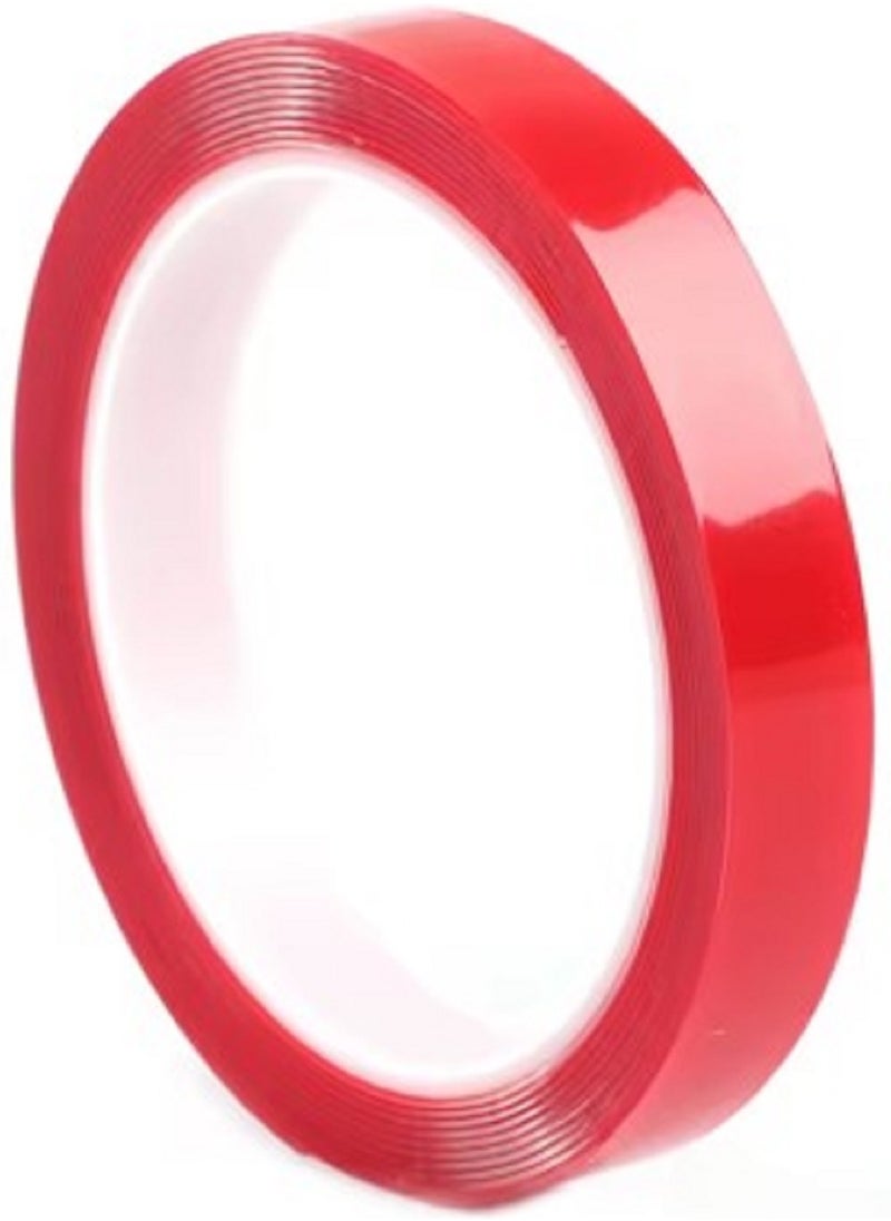 Generic Double Sided Adhesive Tape Acrylic Transparent No Traces Waterproof Red Tape Sticker 15mmx3m  - Image 1