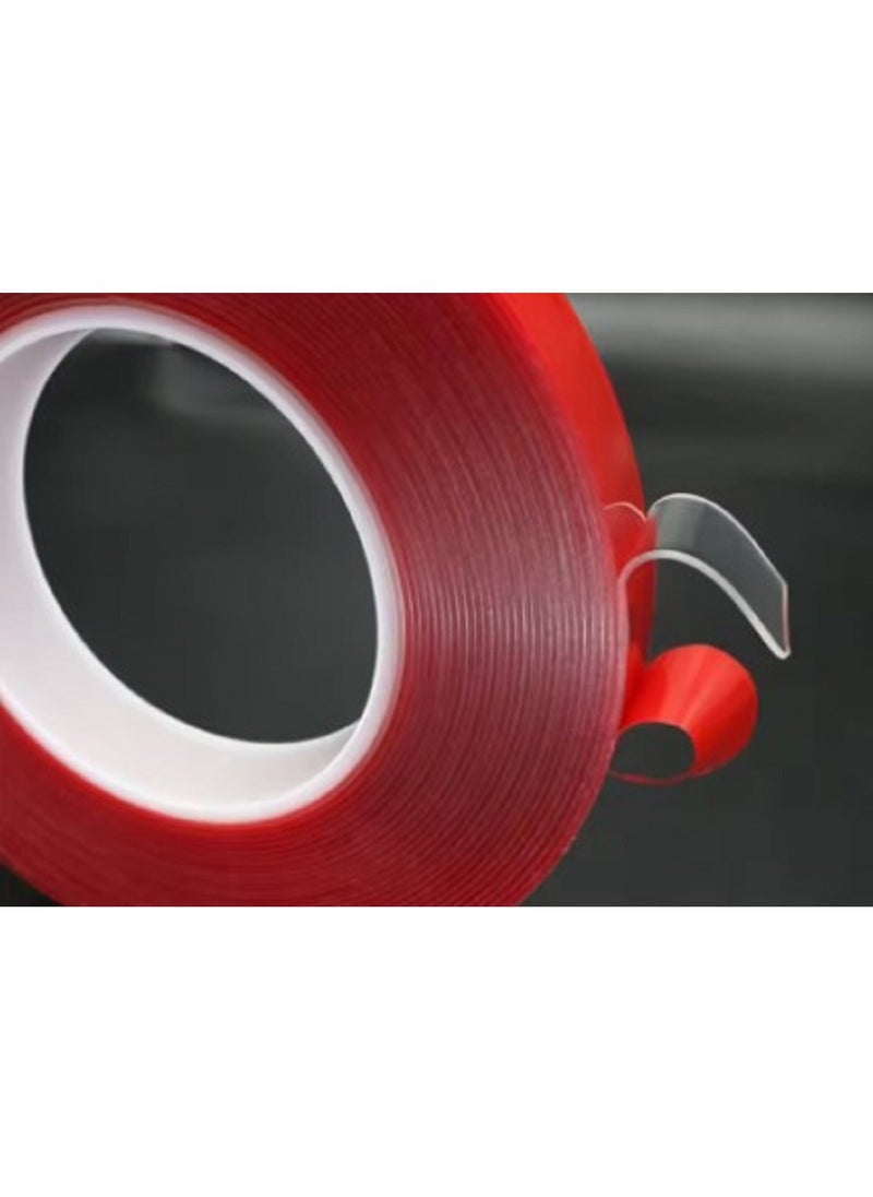 Generic Double Sided Adhesive Tape Acrylic Transparent No Traces Waterproof Red Tape Sticker 15mmx3m  - Image 2