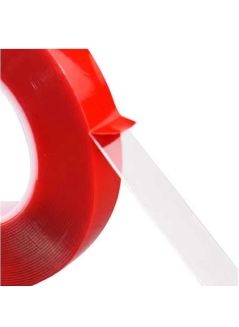 Generic Double Sided Adhesive Tape Acrylic Transparent No Traces Waterproof Red Tape Sticker 15mmx3m  - Image 4