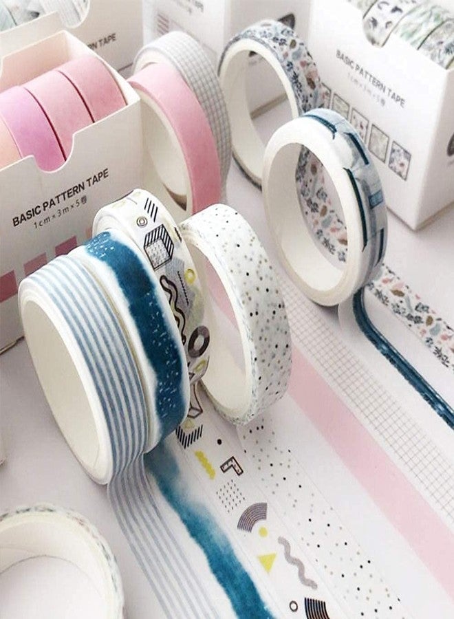 YUBX 5 Rolls Washi Tape Set Creative Basic Skinny Decorative Tapes for Arts, DIY Crafts, Bullet Journals, Planners, Scrapbooking, Wrapping (Ink Blue) - Image 4