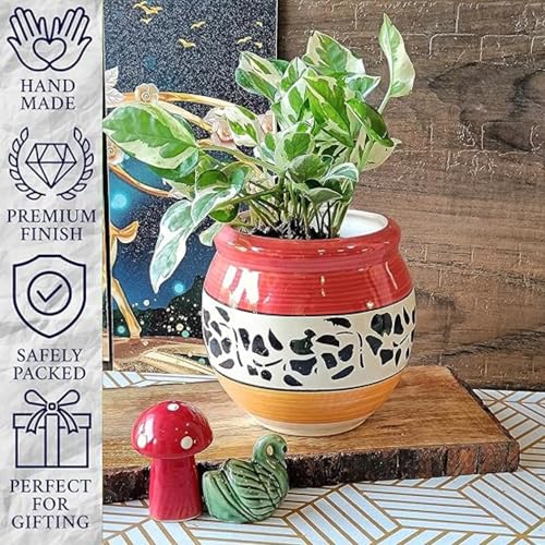 Niyara Ceramic planters pots for Indoor Outdoor Home, Garden Office Decor Balcony Planters Gamla Flower Size Small 6 inches (Mughal) - Image 4