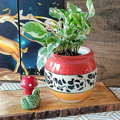 Niyara Ceramic planters pots for Indoor Outdoor Home, Garden Office Decor Balcony Planters Gamla Flower Size Small 6 inches (Mughal) - Image 1