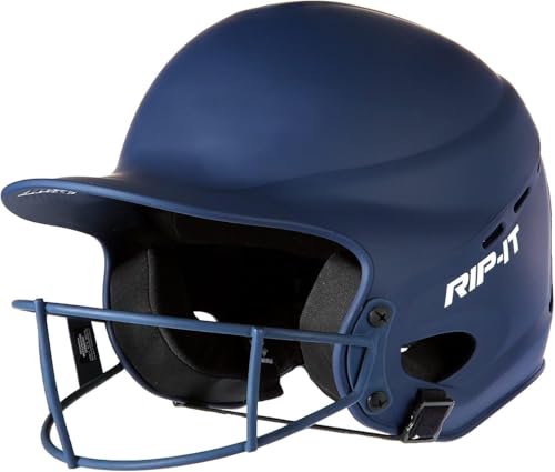RIPIT Vision Pro Softball Batting Helmet with Face Mask Matte Navy ML Lightweight Womens Sport Equipment