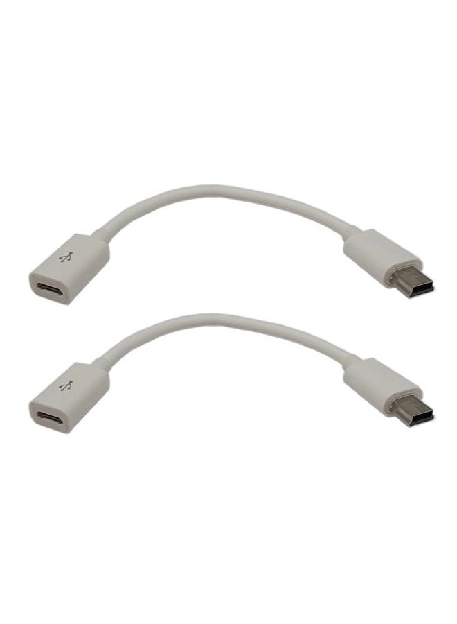 zdyCGTime Micro USB to Mini USB Extension Cable - CGTime Micro USB Female to Mini USB Male Charging & Sync Adapter Cable Cord(2 Pack White) - Image 1