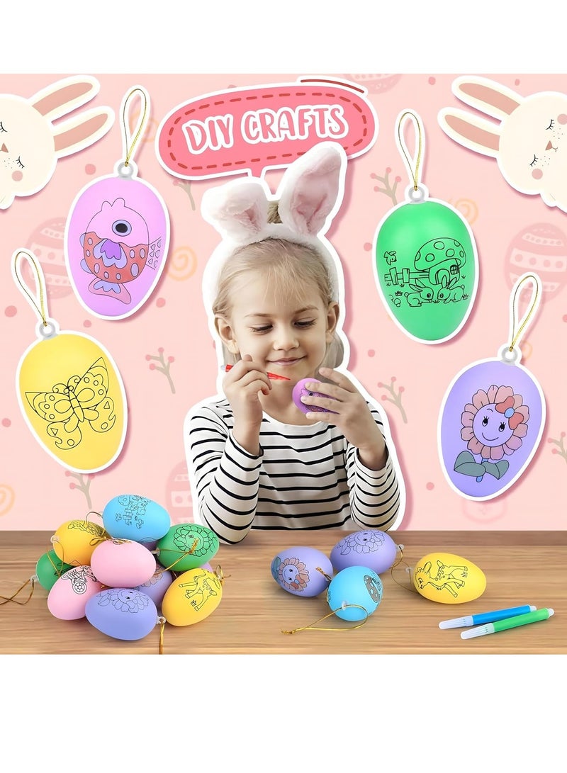 MAGIC VAULT 12Pcs Egg Painting Kit | 12 party Eggs with 48 Color Pens Decorations Kit | DIY Doodling and Decorating Paintable Hanging Fake Eggs - For Girls Boys, pinata Birthday Goodie Bag fillers, Party - Image 2