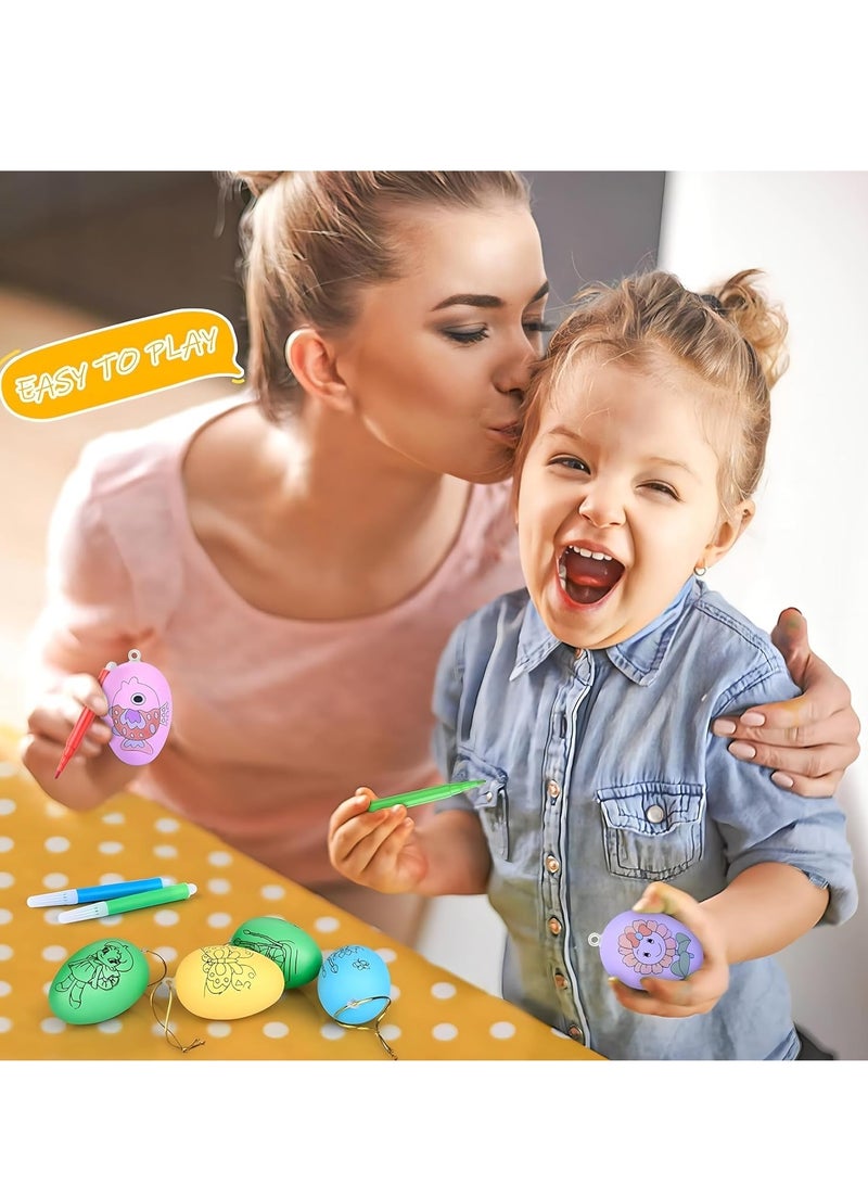 MAGIC VAULT 12Pcs Egg Painting Kit | 12 party Eggs with 48 Color Pens Decorations Kit | DIY Doodling and Decorating Paintable Hanging Fake Eggs - For Girls Boys, pinata Birthday Goodie Bag fillers, Party - Image 3
