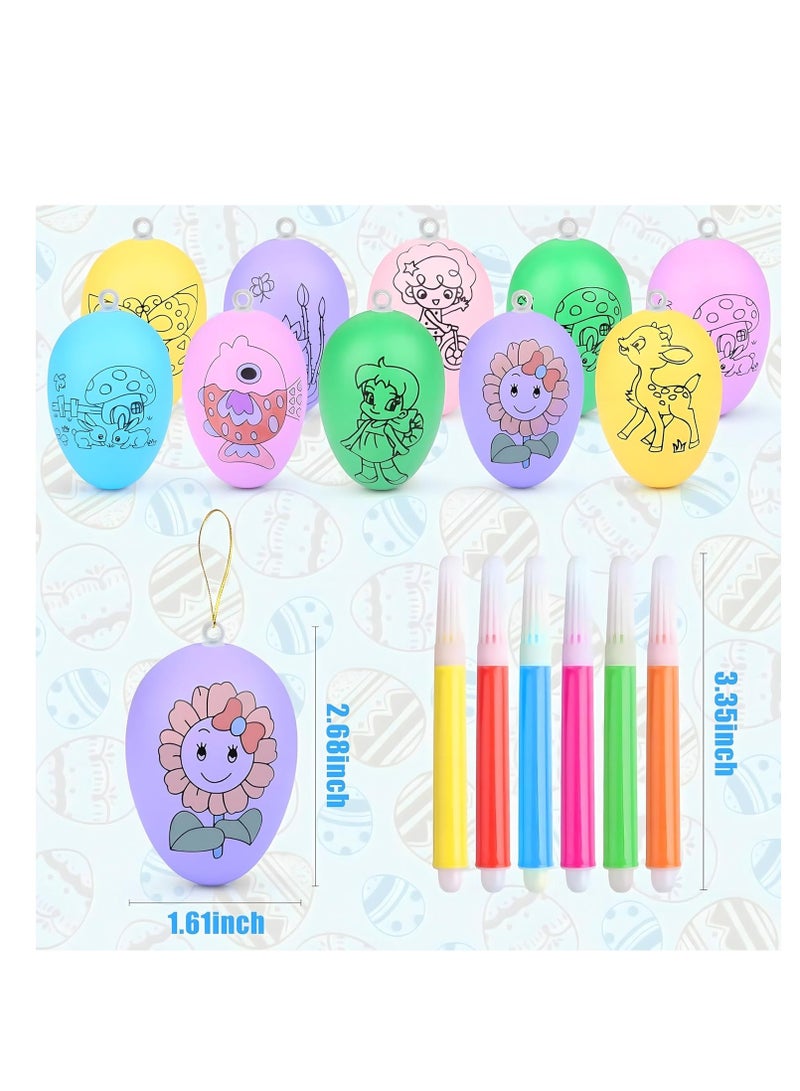 MAGIC VAULT 12Pcs Egg Painting Kit | 12 party Eggs with 48 Color Pens Decorations Kit | DIY Doodling and Decorating Paintable Hanging Fake Eggs - For Girls Boys, pinata Birthday Goodie Bag fillers, Party - Image 4