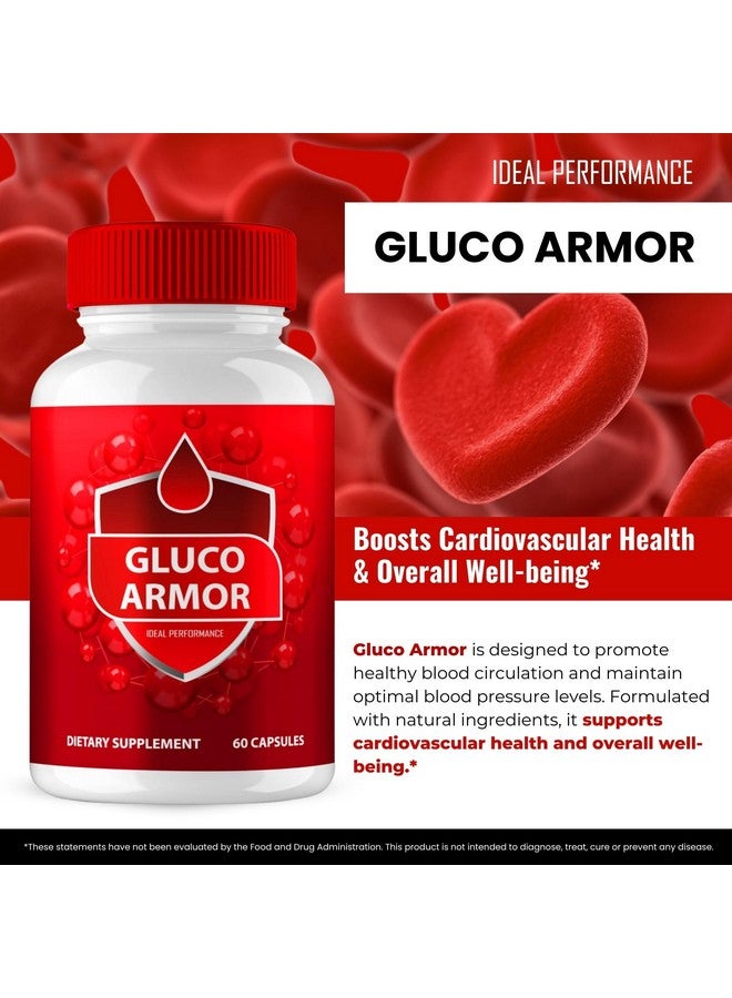 IDEAL PERFORMANCE كبسولات جلوكو أرمور المتقدمة لصيغة الدم، أقراص مكمل جلوكو أرمور الرسمية، صيغة متميزة لدورة دموية صحية ومستويات مستقرة، مراجعات جلوكو أرمور لايت الطبيعية بالكامل (60 كبسولة) - Image 4