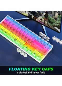 NAFEH Gaming Keyboard Wired Transparent Small Keyboard with changing color light 61 Keys True RGB Backlit for Computer PC Gamer  - Image 5