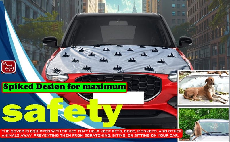 AUTOUNIKO Car Protection Cover from Dogs, Pets and Animal Dustproof Car Body Cover Dog Protection for Bonnet with Spikes Compatible with All Cars Universal Size - Image 3