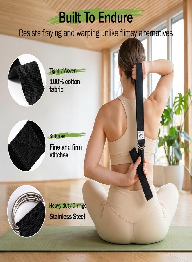 Slim Panda Yoga Strap for Stretching,Cotton Yoga Strap with Adjustable D-Ring Buckle,Non-Elastic Yoga Belt for Pilates,Gym Workouts,Physical Therapy,Improve Flexibility - Image 2