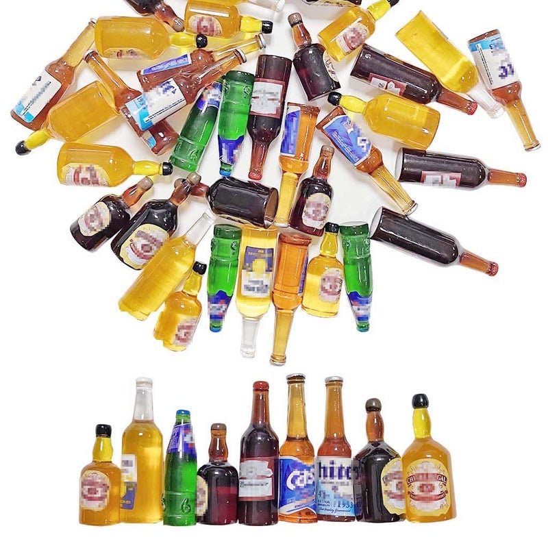 Juland 40PCS Miniature Mini Beer Drinks Decoration Beer Glass Model Mixed Wine Coffee Resin Sets Simulation Instant Model Scene Mini Tableware Dolls House - Image 2