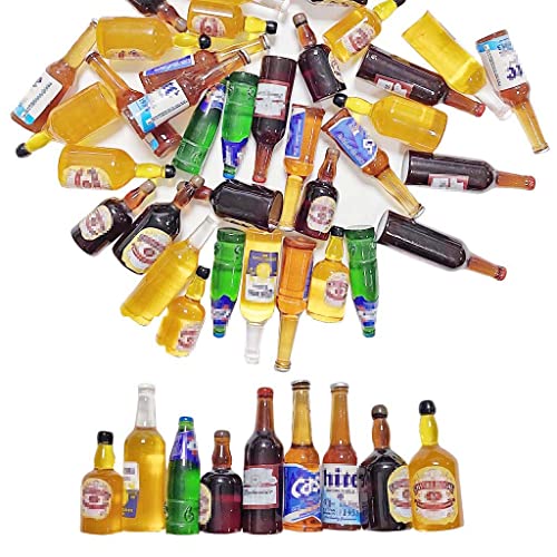 Juland 40PCS Miniature Mini Beer Drinks Decoration Beer Glass Model Mixed Wine Coffee Resin Sets Simulation Instant Model Scene Mini Tableware Dolls House - Image 1