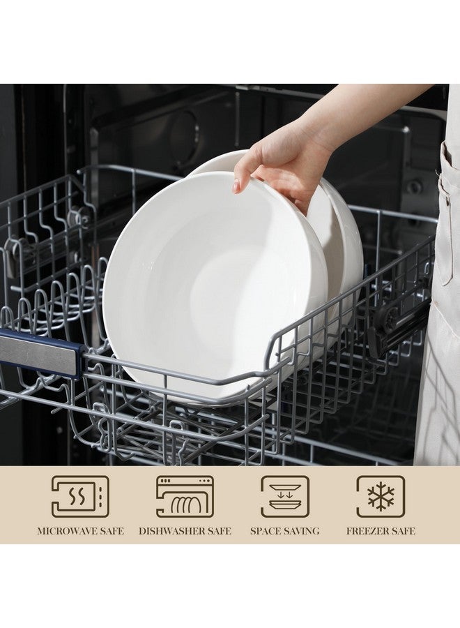 MALACASA Serving Bowls, 114 OZ(10") Extra Large Salad Bowls Set of 2, Porcelain White Serving Bowls for Salad, Soup, Pasta and Dinner, Large Ceramic Bowl Set for Entertaining, Series REGULAR - Image 3