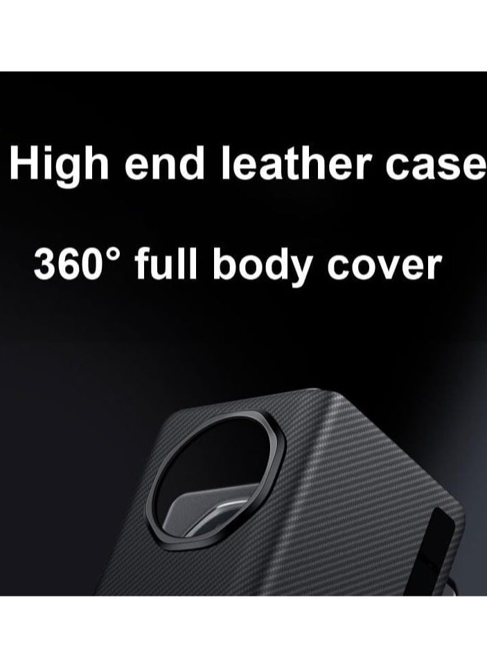 General Compatible with Honor Magic V3 Leather Case Carbon Fiber Flip Smart Phone Case For Honor Magic V3 360 Cover Shell Skin Bumper Armor  - Image 5