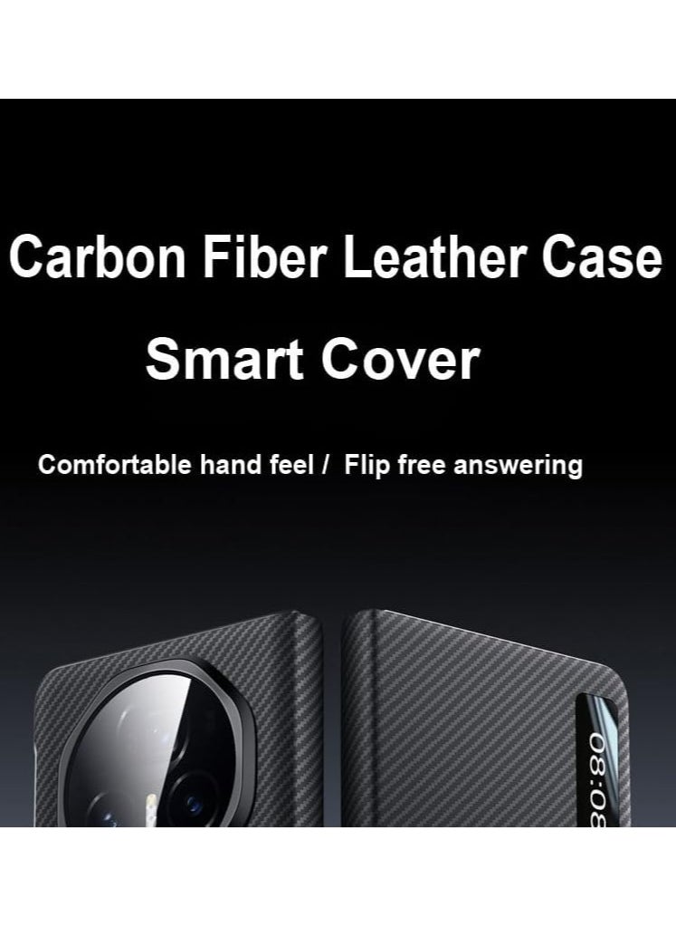 General Compatible with Honor Magic V3 Leather Case Carbon Fiber Flip Smart Phone Case For Honor Magic V3 360 Cover Shell Skin Bumper Armor  - Image 3