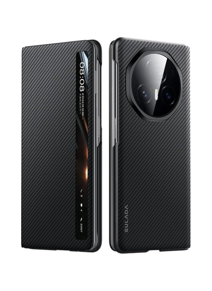 General Compatible with Honor Magic V3 Leather Case Carbon Fiber Flip Smart Phone Case For Honor Magic V3 360 Cover Shell Skin Bumper Armor  - Image 1