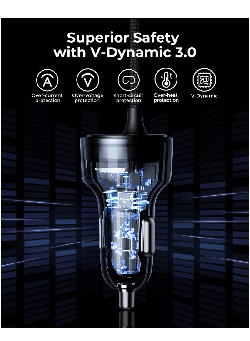 VOLTME Dual USB-C Car Charger PD 60W, Fast Charging with Built-in (4ft) Type-C Cable & Type-C PD Port, V-Dynamic Technology 3.0. USB PD Charger for MacBook Pro/Air, iPhone 16 Pro/16 Pro Max/16/15/14/13/12, Galaxy S24/S23/S22/S21, iPad Pro 6/Air 5, and More  - Image 4