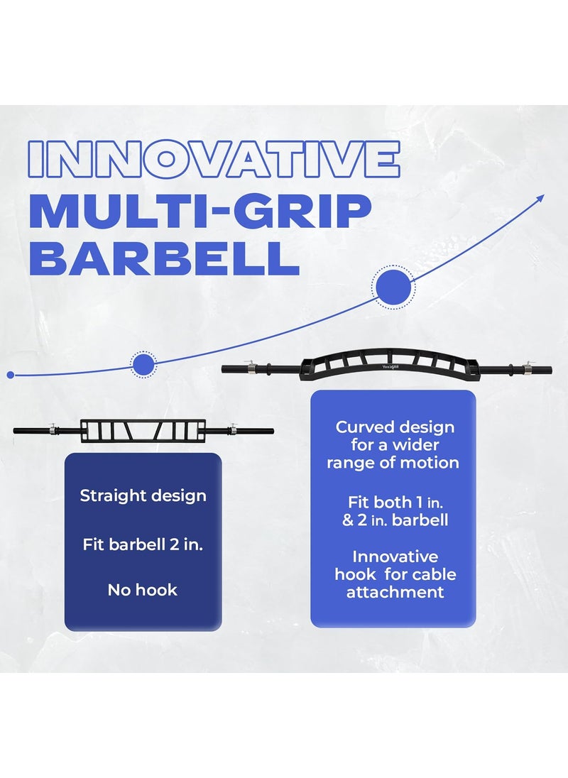 Yes4All Yes4All Multi Grip Barbell  Cable Attachment  Swiss Bar American Bar for Greater Range of Motion with 2 Collars Fits Olympic Weight Plates  Home Gym  Support Pressing Lifting  Curls  - Image 5