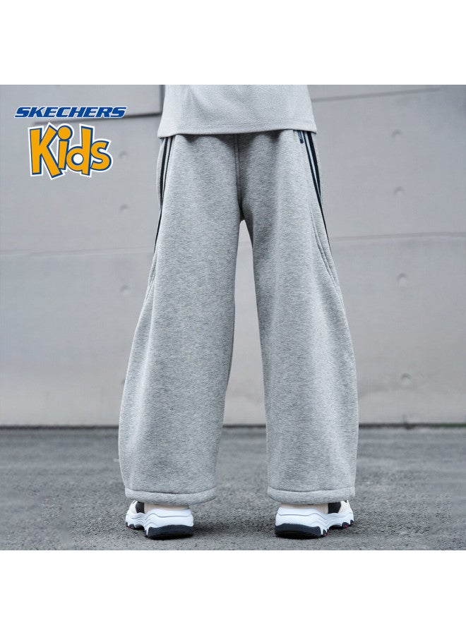 Skechers Boys' Outdoor Striped Sweatpants Winter  Kids' Sports Pants Rainy Gray Size 160 - Image 3