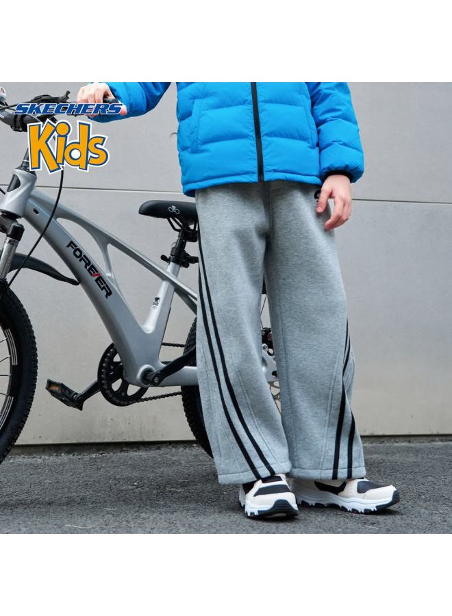 Skechers Boys' Outdoor Striped Sweatpants Winter  Kids' Sports Pants Rainy Gray Size 160 - Image 4