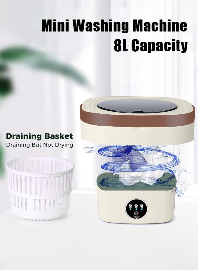 APEX Mini Folding Washing Machine, 8L Portable Washing Machine with Drain Basket, for Apartment, Travel, Underwear, Personal, Kids - Image 2