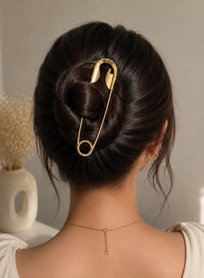 ZUGAD Hair Pins Anti Tarnish Oversized Stainless Steel Safety Pin Hair Clip Big Hairpin Clutcher Claw Buns Holder Updos Durable Alloy Juda Styling Tool Set for Women & Girls (ROSE GOLD) - Image 3