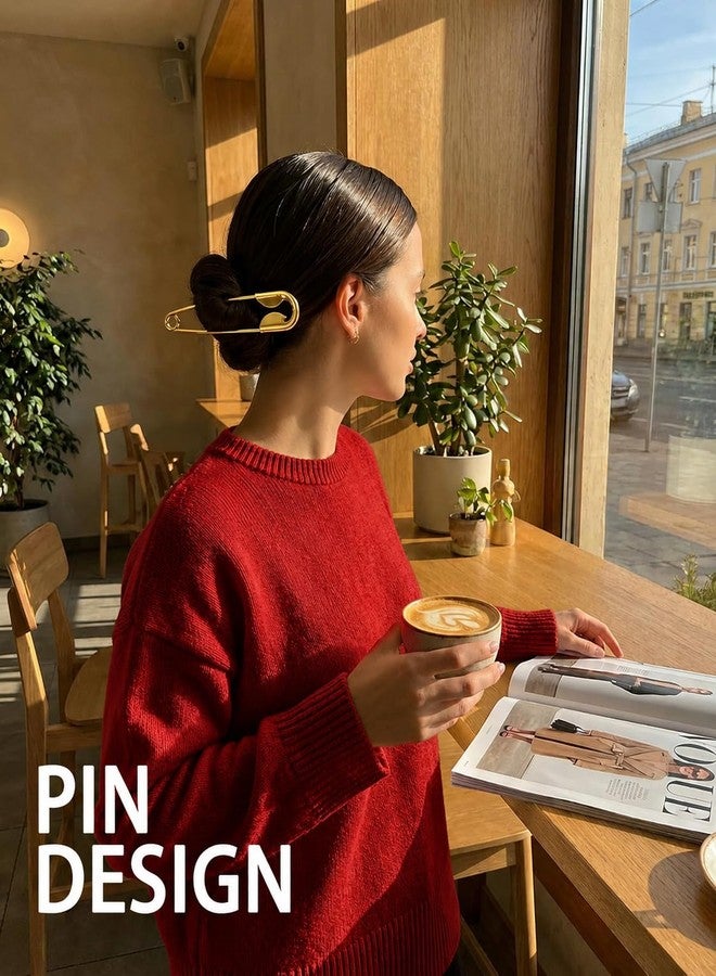 ZUGAD Hair Pins Anti Tarnish Oversized Stainless Steel Safety Pin Hair Clip Big Hairpin Clutcher Claw Buns Holder Updos Durable Alloy Juda Styling Tool Set for Women & Girls (ROSE GOLD) - Image 4